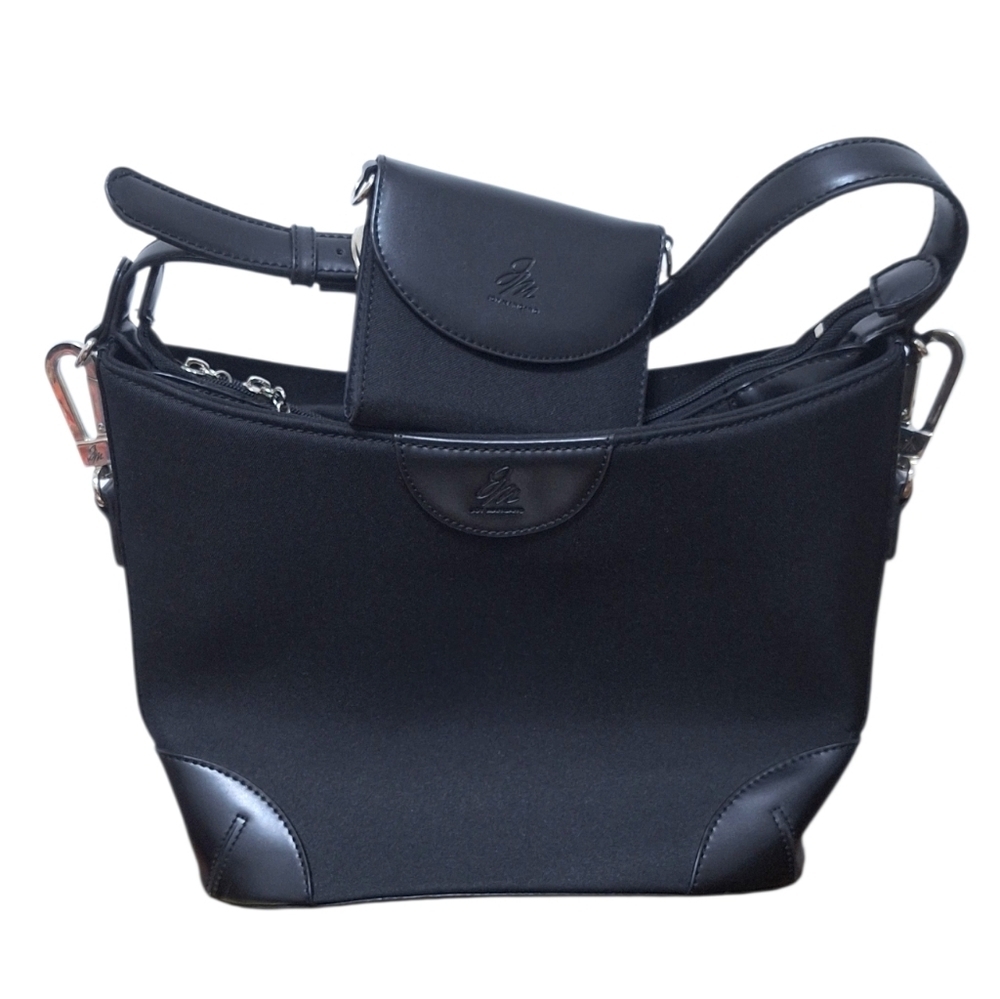 Joy Mangano Black Set Women's Extendable Hand Shoulder Bag Tote 9"x12"